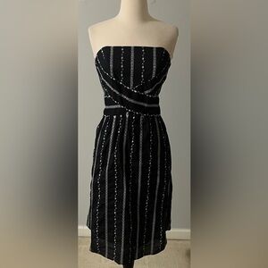 Rabbit Rabbit Rabbit Designs Strapless Embroidered Black fit n flare Dress 6